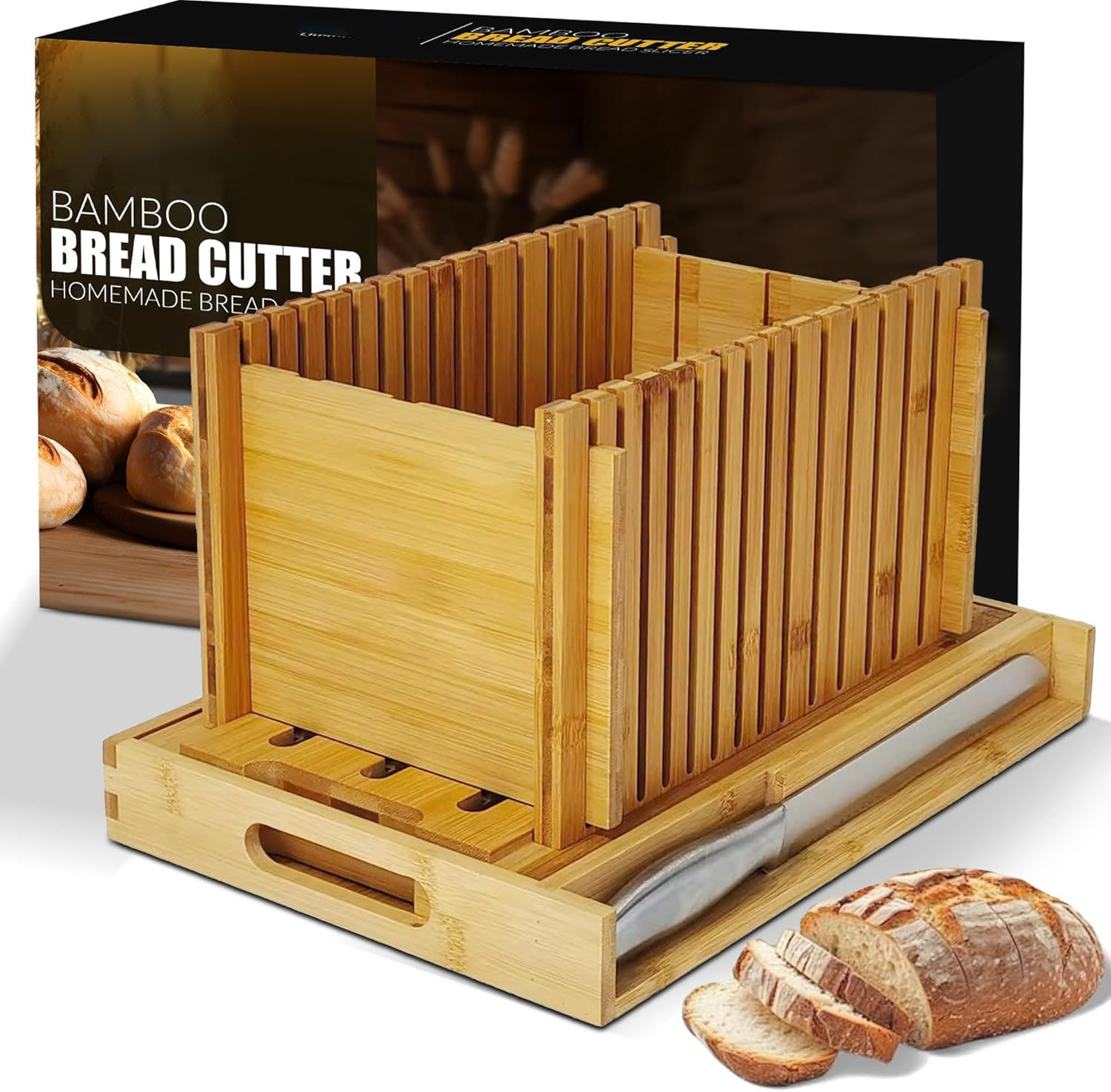 Bamboo Bread Slicer, Manual Eco-Friendly Cutter for Homemade Bread & Baking Pastry