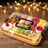 Bamboo Chopping Board Locking Acrylic Lid Cheese Charcuterie Serving Picnic Camping Outdoor Food Tray Cheese Platter