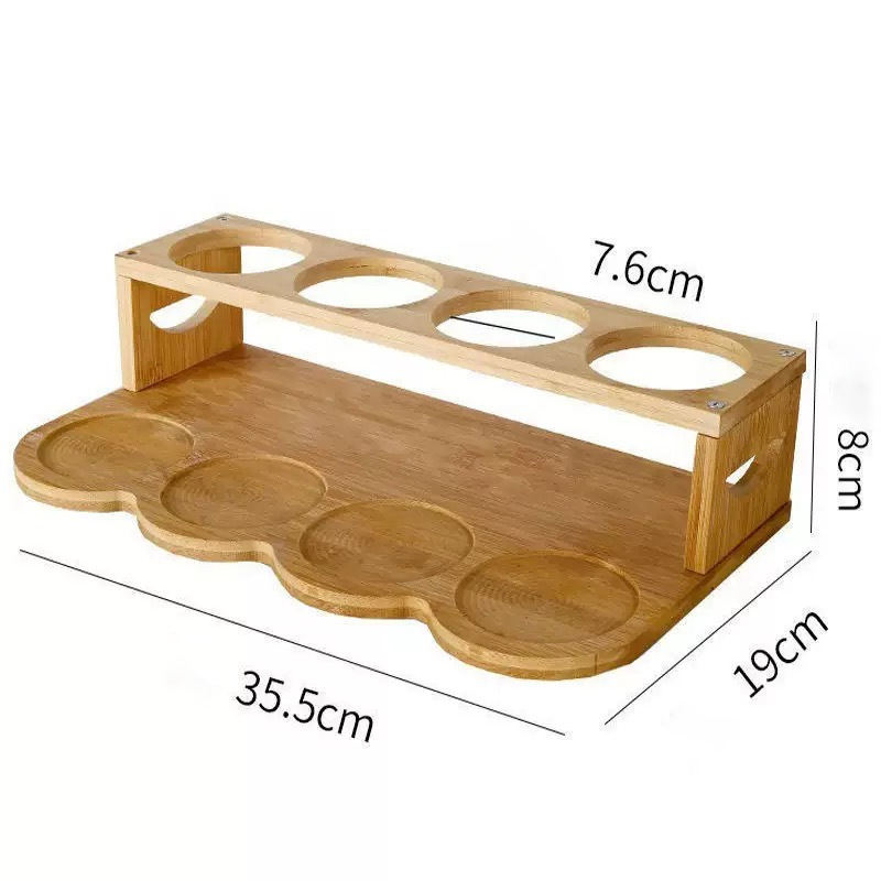 Bamboo Spice Rack, Countertop Storage Stand with Jars & Lids for Kitchen Oil Bottle & Condiment Organization
