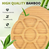 ound Bamboo Charcuterie Board 7 Compartment Double-sided Cheese Board with Clear Lid & Portable Handle for Picnic Party Wedding Housewarming Gift 