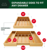 Bamboo Cutlery Tray New Cutlery Tray Flexible Bamboo Drawer Organizer Silverware Organizer Utensil Holder for Kitchen Use
