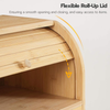 2 Tier Roll Top Natural Bamboo Bread Box Ventilated Large Capacity Bread Storage Container with Adjustable Removable Shelf & See-Through Acrylic Lid, Space Saving Food Keeper for Kitchen Countertop