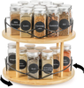 Bamboo Rotating Spice Rack Dinnerware And Seasoning Bottles 2-Tier Lazy Susan Rack for Kitchen Countertop
