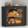 Black Bread Storage Container Double-layer Bamboo Bread Box for Homemade Bread Kitchen Cabinet Lacquer Large Capacity Storage Bread Bin