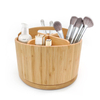 Bamboo Multifunctional 360 Degree Rotating Desktop Organizer with Portable Top Handle Office Supplies Desktop Organizer Pen Holder