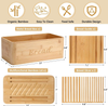 3-in-1 Large Bamboo Bread Box with Cutting Board Lid Bread Slicer Modern Kitchen Storage Bin for Bread Snack and Sundries Organization