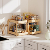 2 Pack Under Sink Organizer, Bamboo Wooden 2-Tier Pull-Out Storage with Sliding Drawers for Kitchen and Bathroom Cabinets, Easy Installation