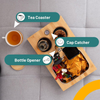Bamboo Couch Organizer Tray, Anti-Spill Drink Holder for Sofa Daily Use Sofa Console Drink Holder for Living Room