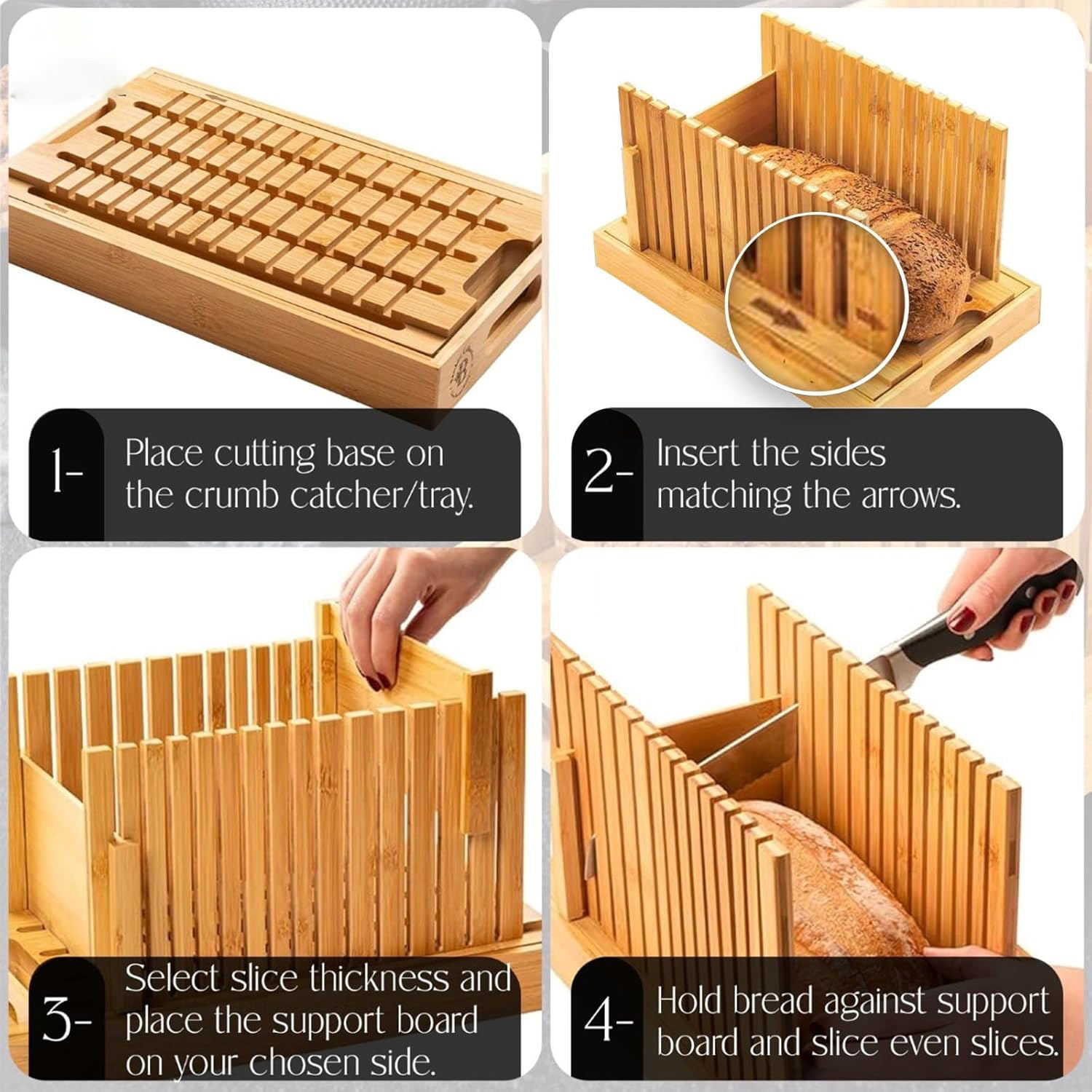 Bamboo Bread Slicer, Manual Eco-Friendly Cutter for Homemade Bread & Baking Pastry