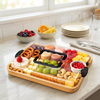 Bamboo Chopping Board Locking Acrylic Lid Cheese Charcuterie Serving Picnic Camping Outdoor Food Tray Cheese Platter
