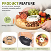 ound Bamboo Charcuterie Board 7 Compartment Double-sided Cheese Board with Clear Lid & Portable Handle for Picnic Party Wedding Housewarming Gift 