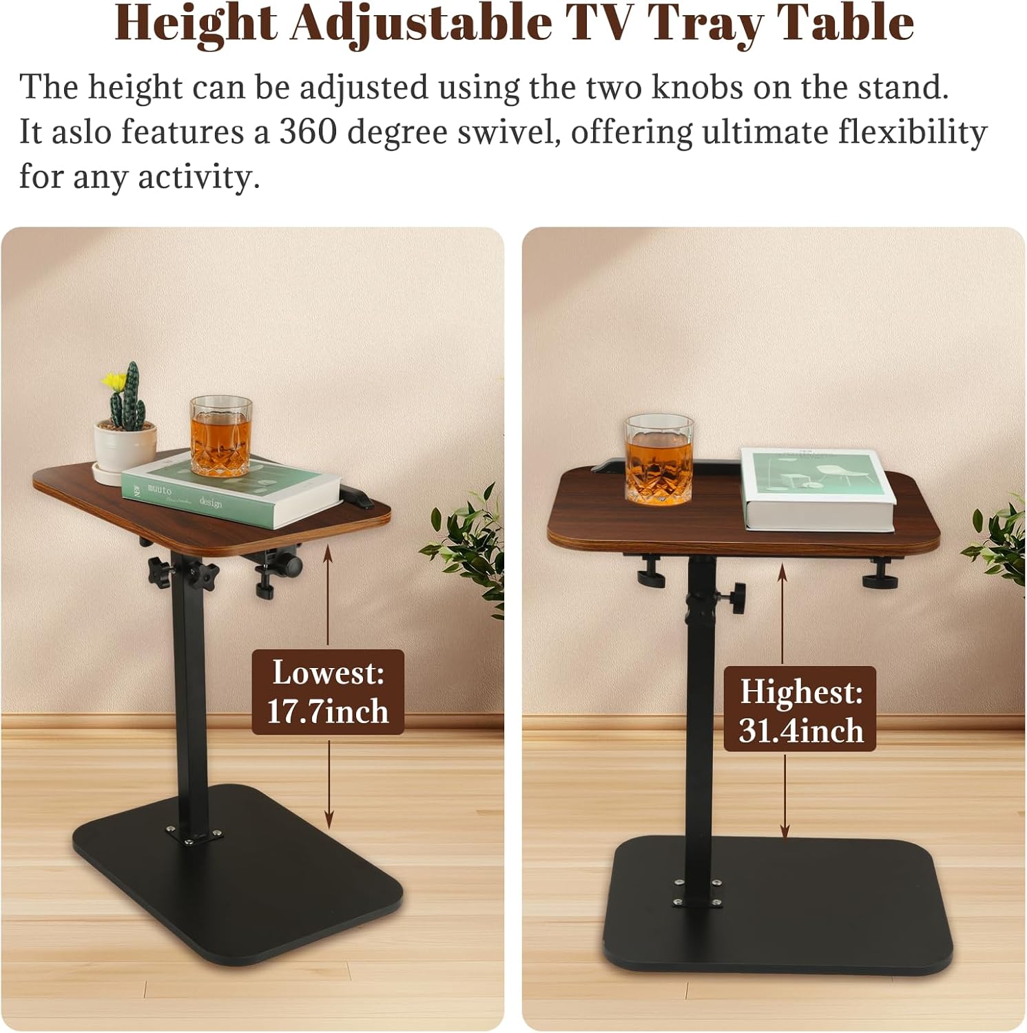 Luxury Simple 360° Swivel Adjustable C Shaped Side Table for Living Room Folding Coffee Table Home Office Furniture