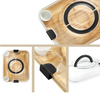 Premium Bamboo Charcuterie Board Set with Transparent Lid and Locking Handle, Expandable Cheese Board with 4 Knives for Picnic, Travel & Housewarming Gift