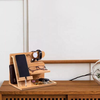  Bamboo Charging Station Moblie Phone Wireless Charger Multi-device Holder & Desktop Organizer for Nightstand and Bedroom Use 
