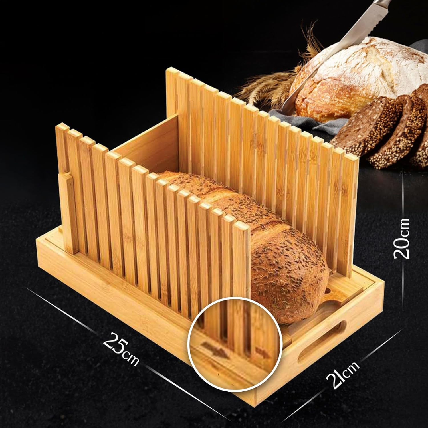 Bamboo Bread Slicer, Manual Eco-Friendly Cutter for Homemade Bread & Baking Pastry