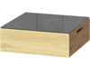 Bamboo Coffee Pod Holder with Drawer & Glass Countertop Coffee Bar Accessories Organizer with Sliding Drawer for K Cup Pods