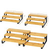 Eco-friendly 3 Tier Expandable Display Shelf Set of 2 Bamboo Spice Rack Countertop Organizer with Steel Spice Organizer for Kitchen Cabinet