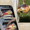 Premium Bamboo Charcuterie Board Set with Transparent Lid and Locking Handle, Expandable Cheese Board with 4 Knives for Picnic, Travel & Housewarming Gift