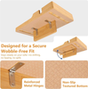 Modern 2- Tier Sofa Tray Anti-Slip Foldable Couch Tray Insert for Middle Seat Bamboo Couch Table with 2 Cup Holders for Living Room