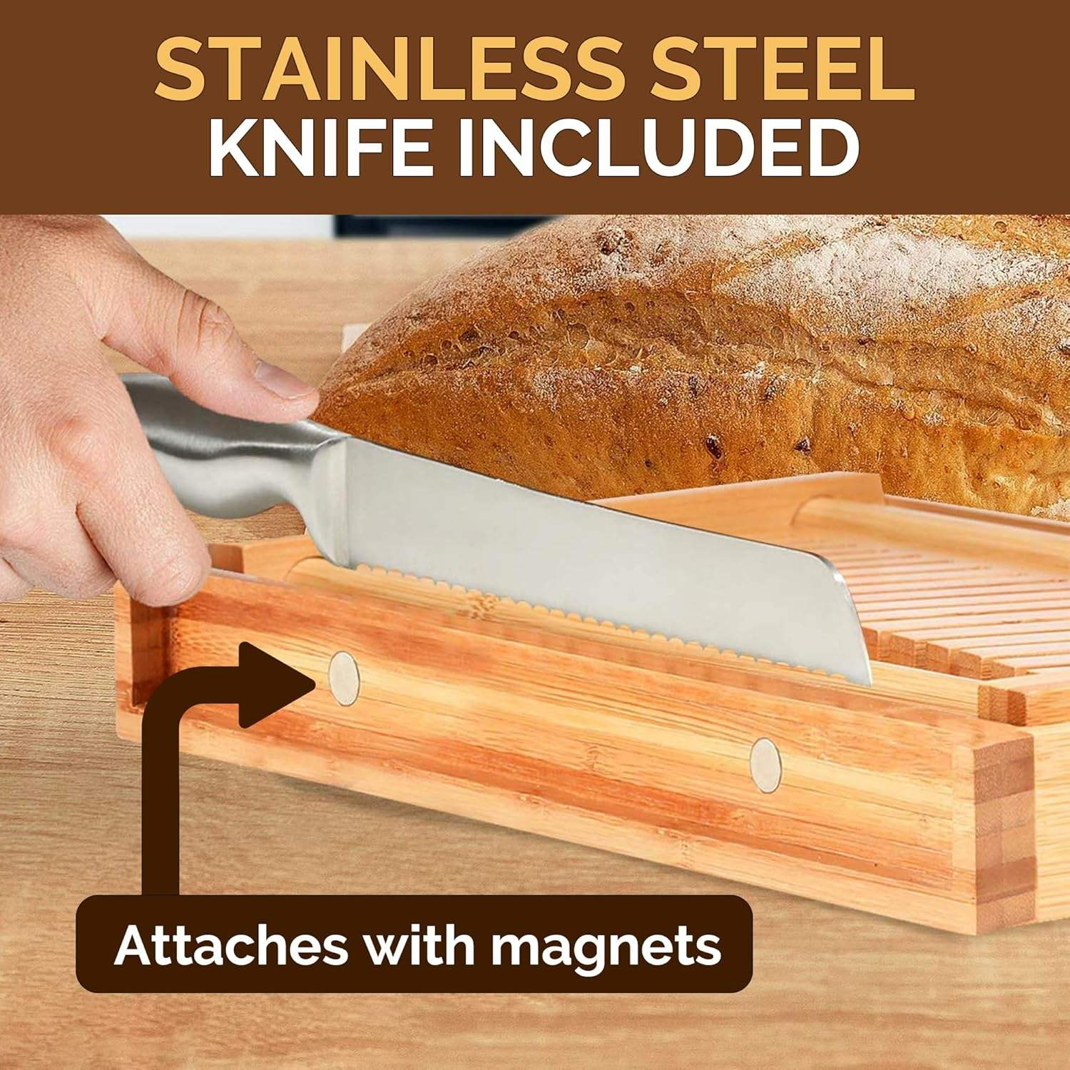 Bamboo Bread Slicer, Manual Eco-Friendly Cutter for Homemade Bread & Baking Pastry