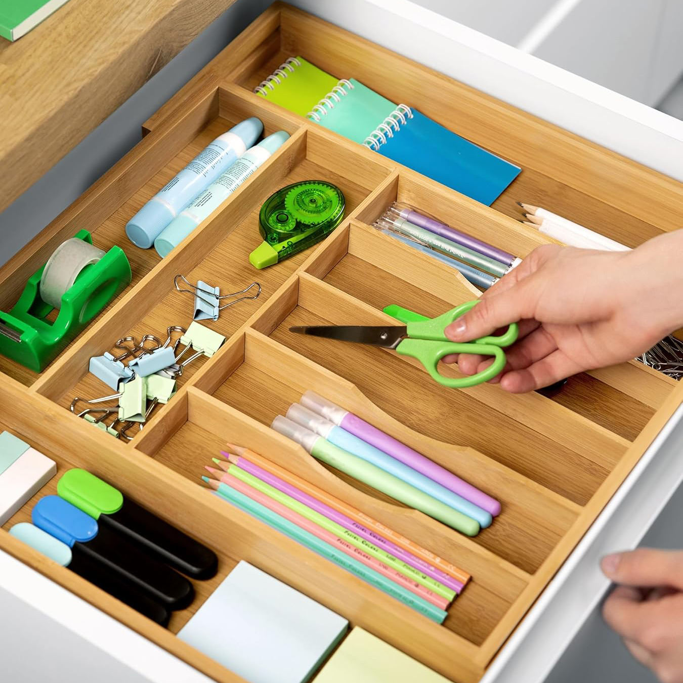 Bamboo Cutlery Tray New Cutlery Tray Flexible Bamboo Drawer Organizer Silverware Organizer Utensil Holder for Kitchen Use