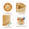 Bamboo Multifunctional 360 Degree Rotating Desktop Organizer with Portable Top Handle Office Supplies Desktop Organizer Pen Holder