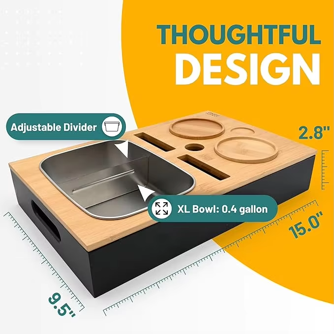 Bamboo Couch Organizer Tray, Anti-Spill Drink Holder for Sofa Daily Use Sofa Console Drink Holder for Living Room