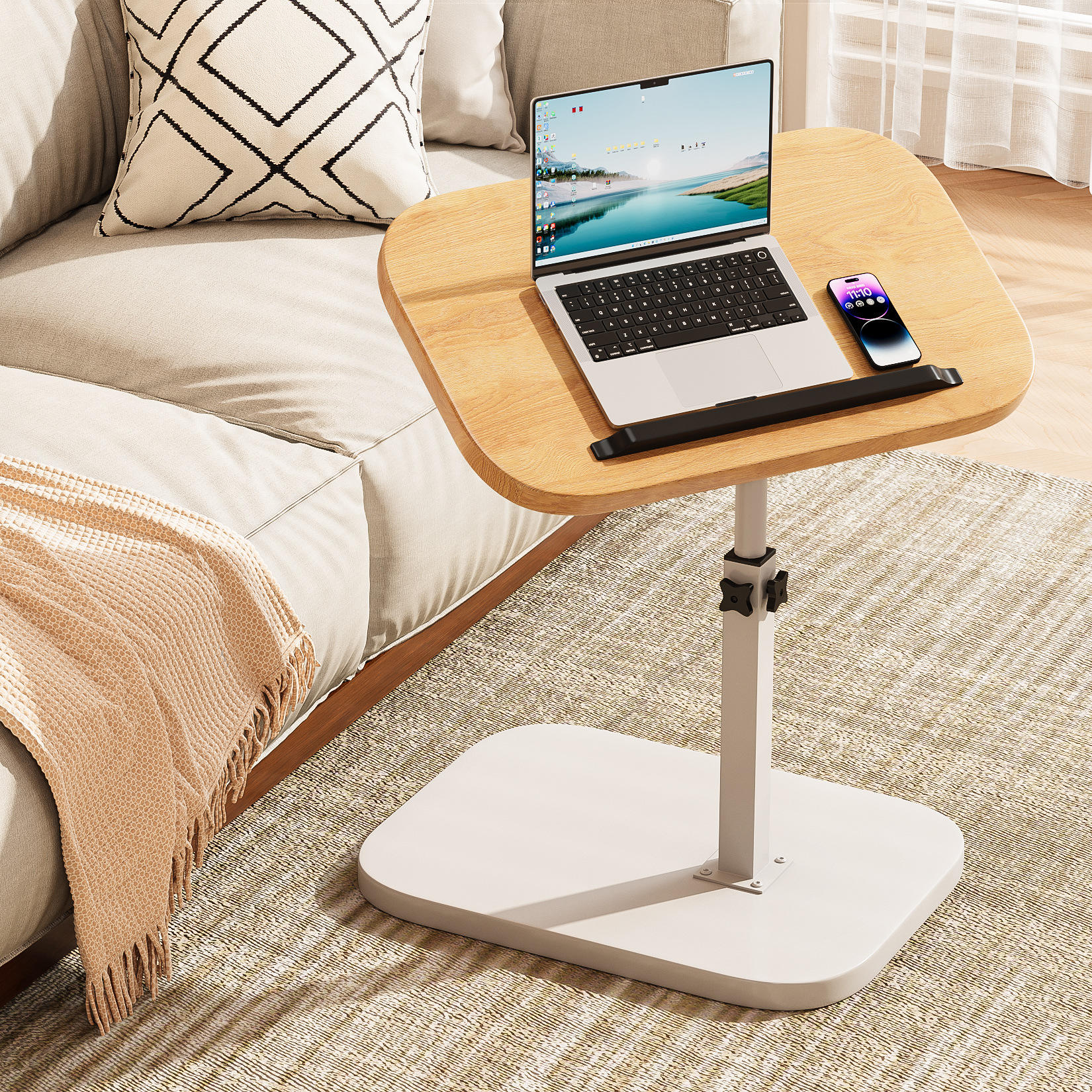 Luxury Simple 360° Swivel Adjustable C Shaped Side Table for Living Room Folding Coffee Table Home Office Furniture